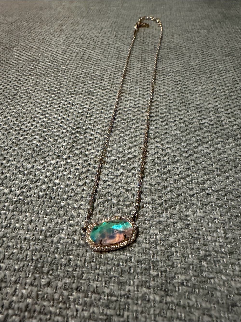Kendra Scott Elisa Rose Gold Necklace with Dichroic Glass and Pavé stones